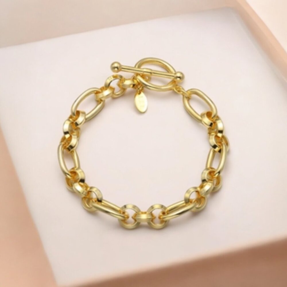 Chunky Cable Chain Link Hypoallergenic Toggle Clasp Fashion Bracelet